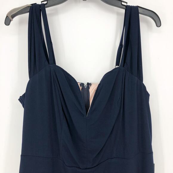 CITY STUDIO Trendy Off-The-Shoulder Gown 20W Navy Blue Rose Pink Dress Slit NWT - Picture 6 of 15